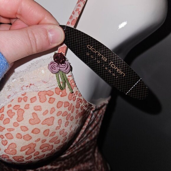 NEW Donna L'Oren Gold Label Bustier Pink Leopard Print Bra Cups Stays Size 34B - Picture 4 of 14